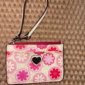 Coach Pink and Cream Floral Wristlet